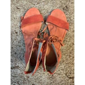 ana Dillon Gladiator Sandals Orange Lace Up Tassel Back Zip Womens 7.5M
A991